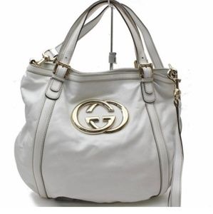 GUCCI Calfskin Medium Britt Hobo Off White 